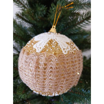 Новорічні кулі золоті в ажурній в'язці Ø100мм, ціна за набір 2 шт (SH256)